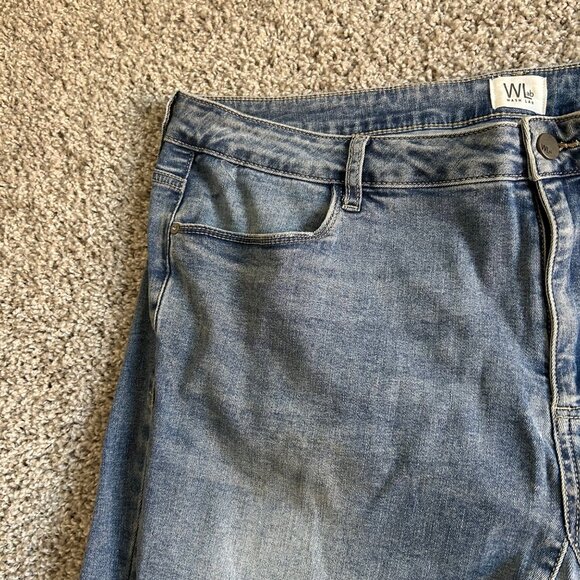 Wash Lab Womens  Size 34 Denim Maxi Skirt With Frayed Hem & Contrast Panels - Picture 3 of 11